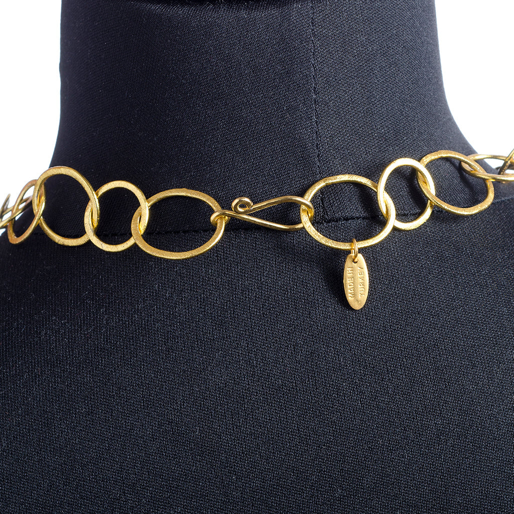 Pomegranate Pendant Brushed Gold necklace