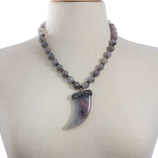 Agate Horn Pendant Necklace