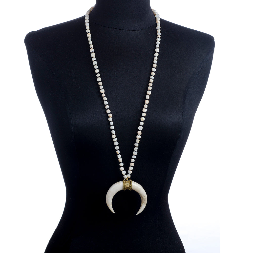 Cream Antler Pendant Mother of Pearl Necklace