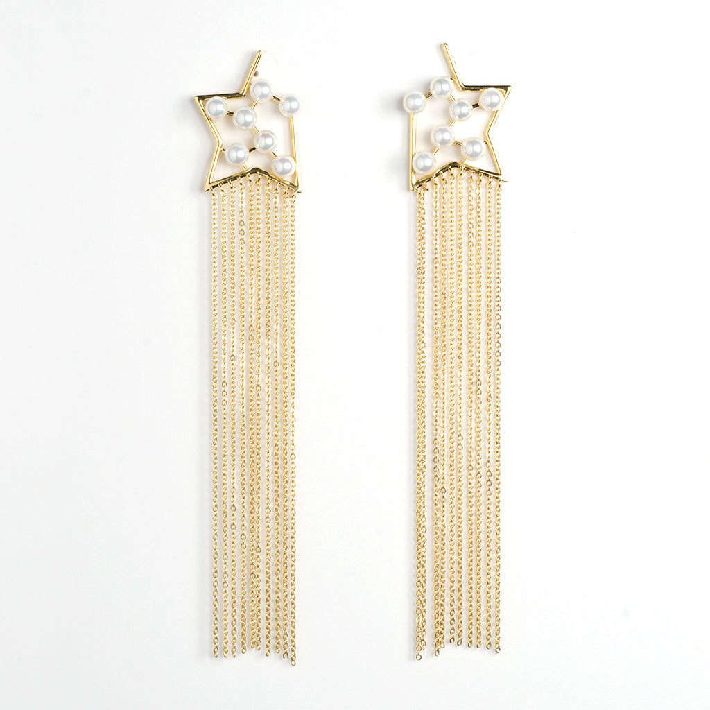 Pearl Star Dangling Earrings
