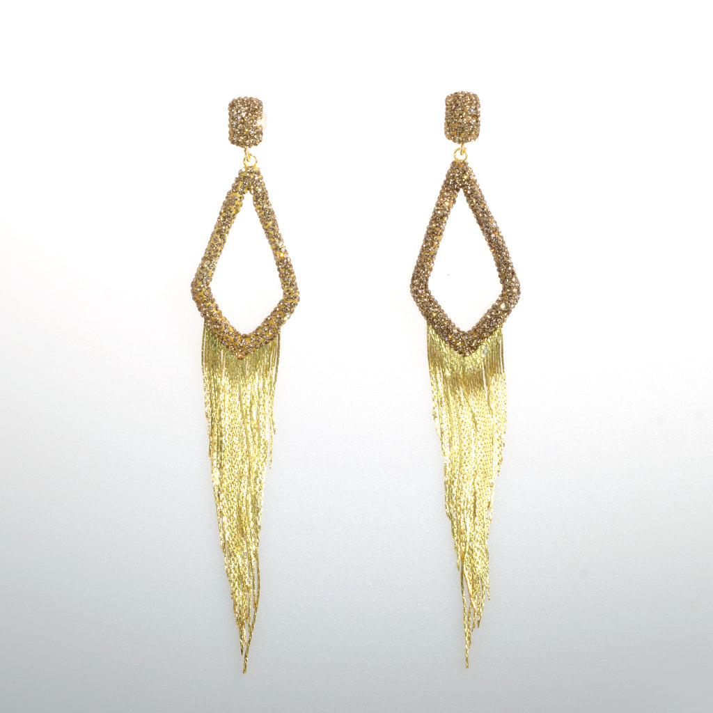 Gold Shoulder Duster Fringe Earrings