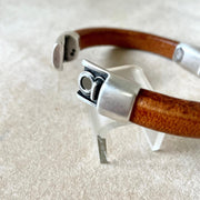 BLACK & BROWN SELECTION - Cobo Leather Bracelet COLLECTION with <strong>Double</strong> Antique Silver Magnetic Clasps