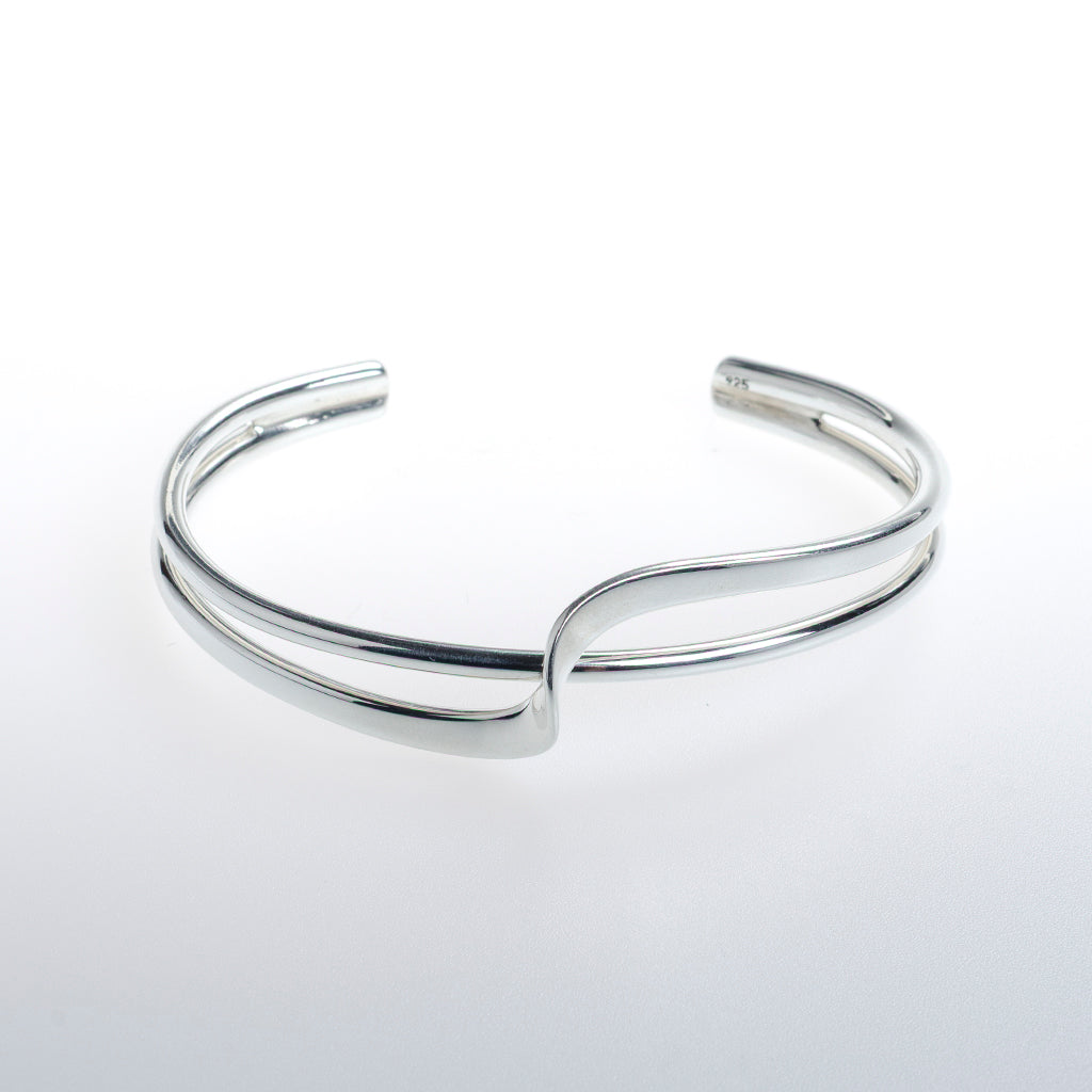 Cuff with Ribbon Overlay Sterling Silver