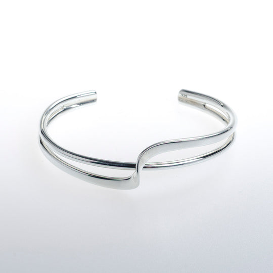 Cuff with Ribbon Overlay Sterling Silver
