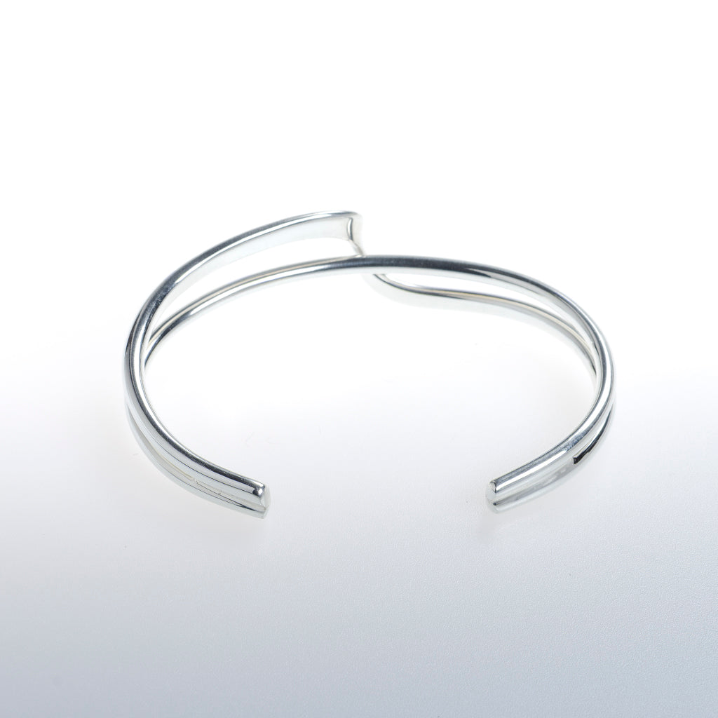 Cuff with Ribbon Overlay Sterling Silver