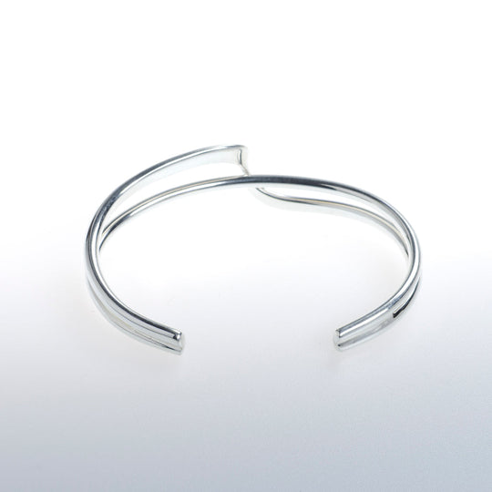 Cuff with Ribbon Overlay Sterling Silver
