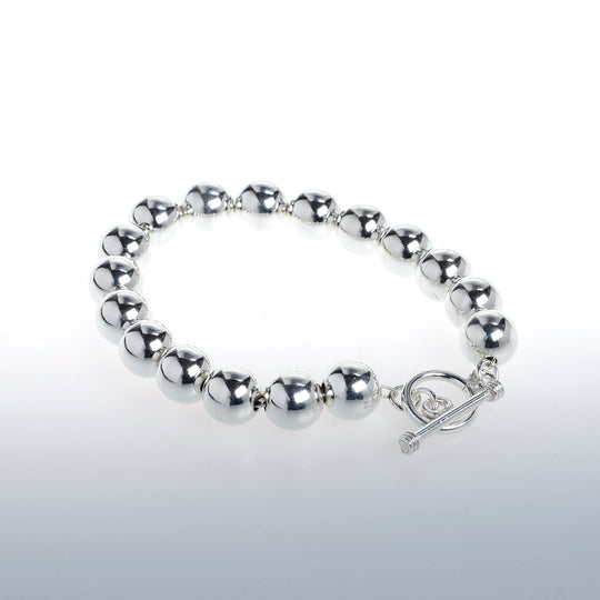 Sterling Silver Beaded Bracelet with Toggle