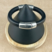 BLACK & BROWN SELECTION - Cobo Leather Bracelet COLLECTION with <strong>Double</strong> Antique Silver Magnetic Clasps