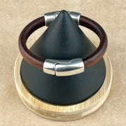 BLACK & BROWN SELECTION - Cobo Leather Bracelet COLLECTION with <strong>Double</strong> Antique Silver Magnetic Clasps