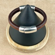 BLACK & BROWN SELECTION - Cobo Leather Bracelet COLLECTION with <strong>Double</strong> Antique Silver Magnetic Clasps