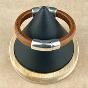 BLACK & BROWN SELECTION - Cobo Leather Bracelet COLLECTION with <strong>Double</strong> Antique Silver Magnetic Clasps