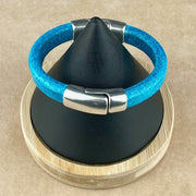 BLUE SELECTION -  Cobo Leather Bracelet Collection with <strong>Double</strong> Antique Silver Magnetic Clasps