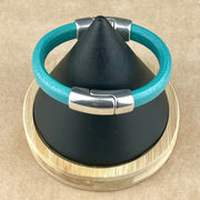BLUE SELECTION -  Cobo Leather Bracelet Collection with <strong>Double</strong> Antique Silver Magnetic Clasps