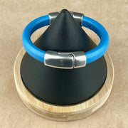 BLUE SELECTION -  Cobo Leather Bracelet Collection with <strong>Double</strong> Antique Silver Magnetic Clasps