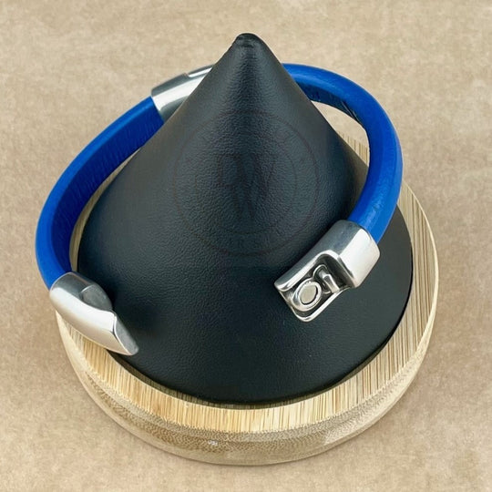 Cobo Leather Bracelet in Electric Blue –Double Silver Magnetic Clasps