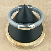 SILVER & GRAY SELECTION -  Cobo Leather Bracelet Collection with <strong>Double</strong> Antique Silver Magnetic Clasps