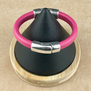 RED & PINK SELECTION - Cobo Leather Bracelet Collection  with <strong>Double</strong> Antique Silver Magnetic Clasps