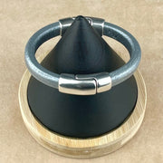 SILVER & GRAY SELECTION -  Cobo Leather Bracelet Collection with <strong>Double</strong> Antique Silver Magnetic Clasps