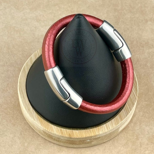 Cobo Leather Bracelet in Metallic Copper – Double Silver Magnetic Clasps