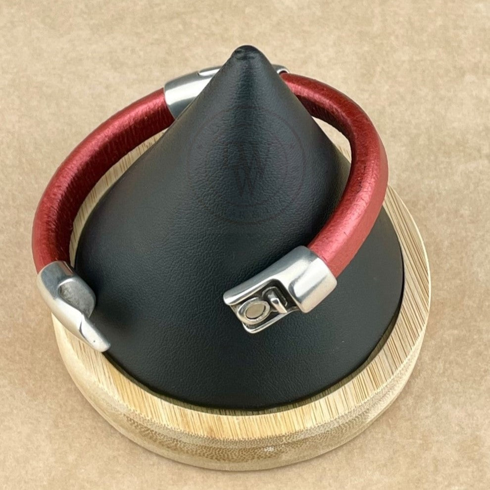 Cobo Leather Bracelet in Metallic Copper – Double Silver Magnetic Clasps