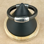 SILVER & GRAY SELECTION -  Cobo Leather Bracelet Collection with <strong>Double</strong> Antique Silver Magnetic Clasps