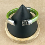 GREEN SELECTION  -  Cobo Leather Bracelet Collection with <strong>Double</strong> Antique Silver Magnetic Clasps