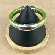GREEN SELECTION  -  Cobo Leather Bracelet Collection with <strong>Double</strong> Antique Silver Magnetic Clasps