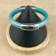 BLUE SELECTION -  Cobo Leather Bracelet Collection with <strong>Double</strong> Antique Silver Magnetic Clasps