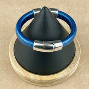 BLUE SELECTION -  Cobo Leather Bracelet Collection with <strong>Double</strong> Antique Silver Magnetic Clasps