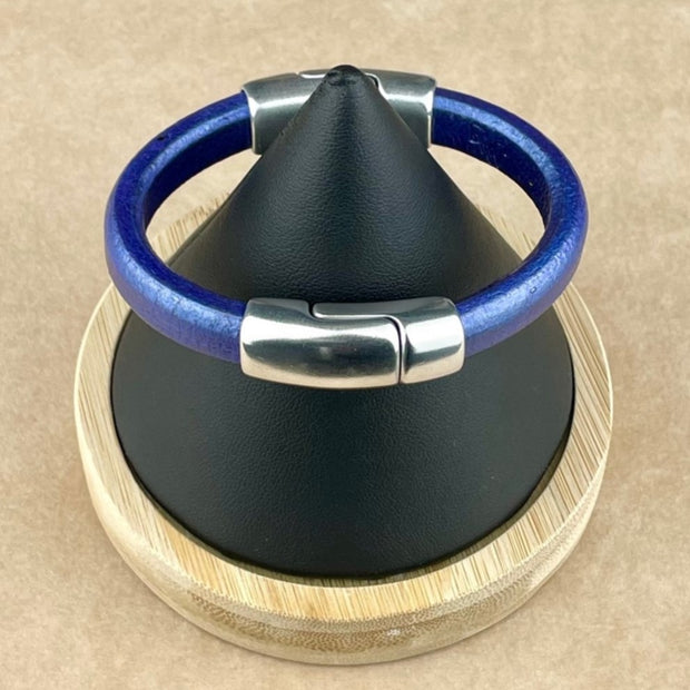 PURPLE SELECTION -Cobo Leather Bracelet Collection with <strong>Double</strong> Antique Silver Magnetic Clasps