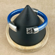 Cobo Leather Bracelet in Metallic Star Spangled Banner – Double Silver Magnetic Clasps