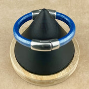 BLUE SELECTION -  Cobo Leather Bracelet Collection with <strong>Double</strong> Antique Silver Magnetic Clasps