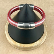 RED & PINK SELECTION - Cobo Leather Bracelet Collection  with <strong>Double</strong> Antique Silver Magnetic Clasps