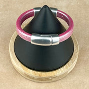 RED & PINK SELECTION - Cobo Leather Bracelet Collection  with <strong>Double</strong> Antique Silver Magnetic Clasps