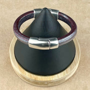PURPLE SELECTION -Cobo Leather Bracelet Collection with <strong>Double</strong> Antique Silver Magnetic Clasps
