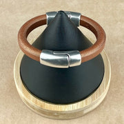 BLACK & BROWN SELECTION - Cobo Leather Bracelet COLLECTION with <strong>Double</strong> Antique Silver Magnetic Clasps