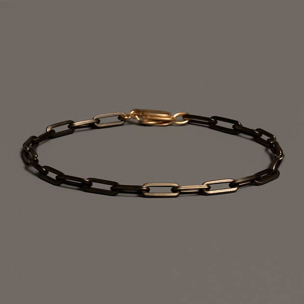 Chocolate Gold Men’s Bracelet – 925 Sterling Silver with 14k Gold Filled Clasp, 8 Inch Chain