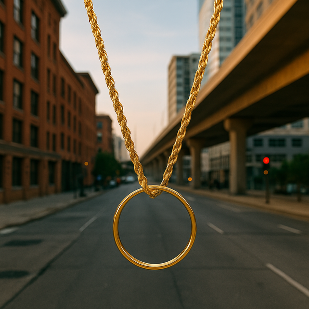 Men’s Gold Ring Necklace – Rope Chain