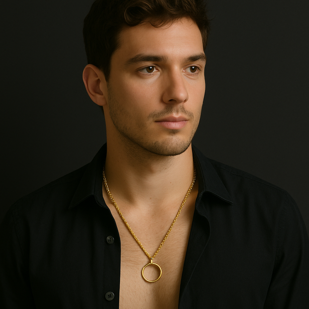 Men’s Gold Ring Necklace – Rope Chain