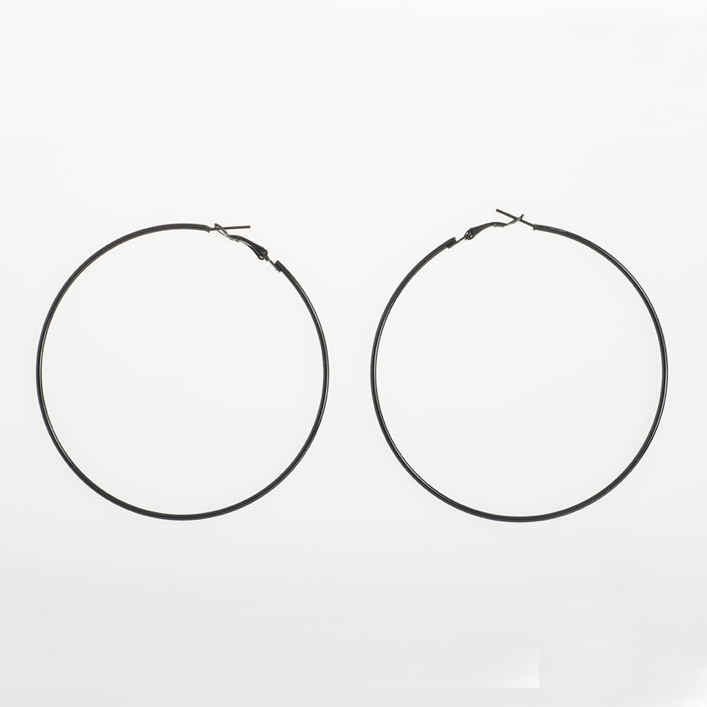 Black Hoop Earrings 3"
