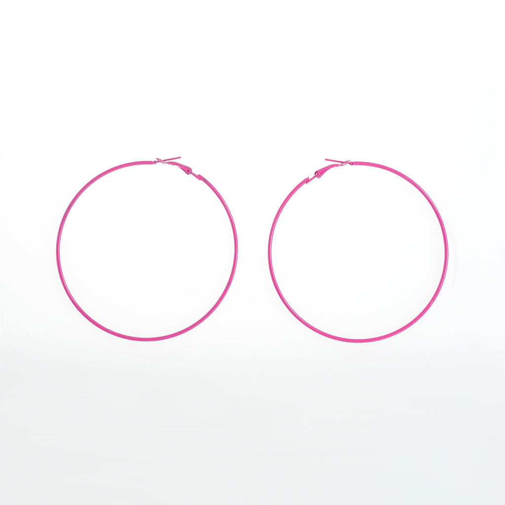Hot Pink Hoop Earrings 3"
