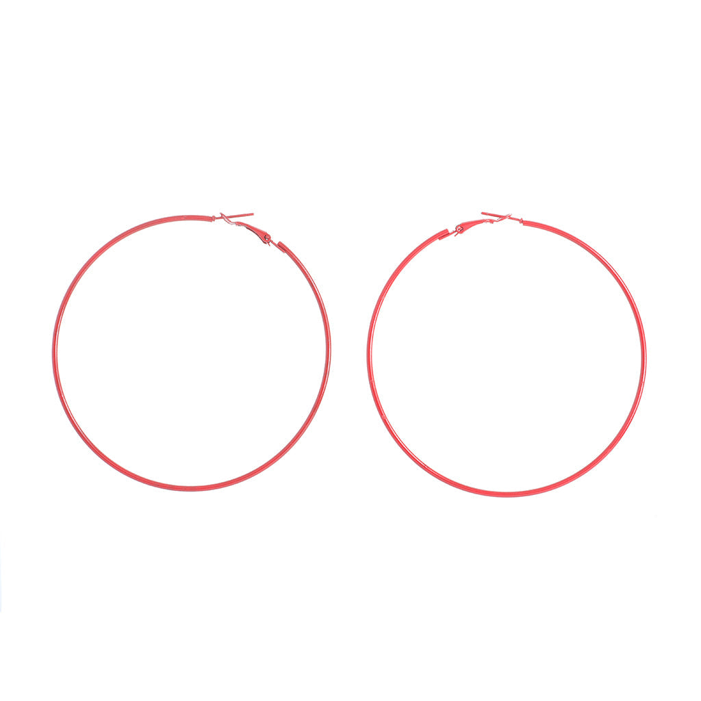 Red Hoop Earrings 3"