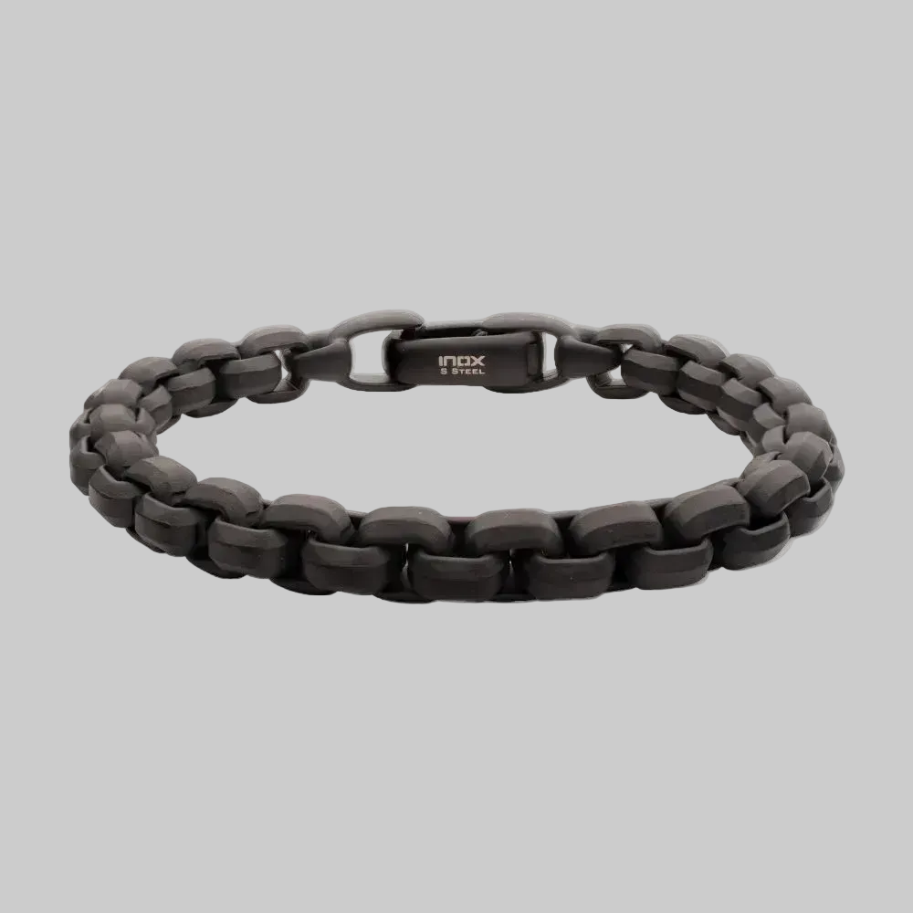 Men’s 8mm Matte Black Stainless Steel Box Chain Bracelet