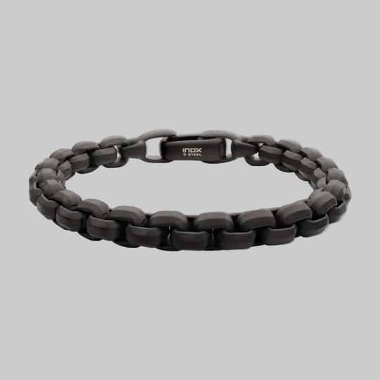 Men’s 8mm Matte Black Stainless Steel Box Chain Bracelet