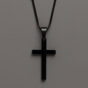 Large Black Stainless Steel Cross Necklace for Men