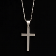 Men's Large Stainless Steel Cross Necklace