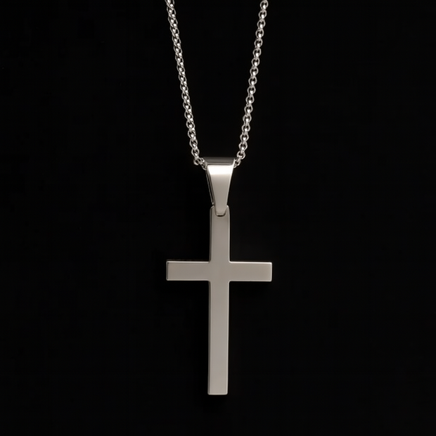Men's Large Stainless Steel Cross Necklace