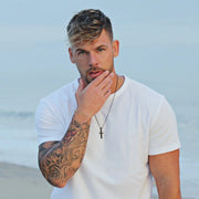 Large Black Stainless Steel Cross Necklace for Men