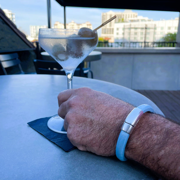 BLUE SELECTION -  Cobo Leather Bracelet Collection with <strong>Double</strong> Antique Silver Magnetic Clasps
