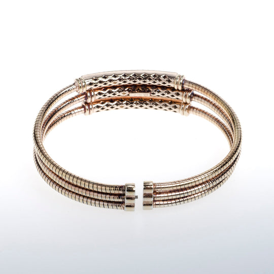 Sterling Silver Rose Gold Bracelet with 3 Clear CZ Crystal Bars